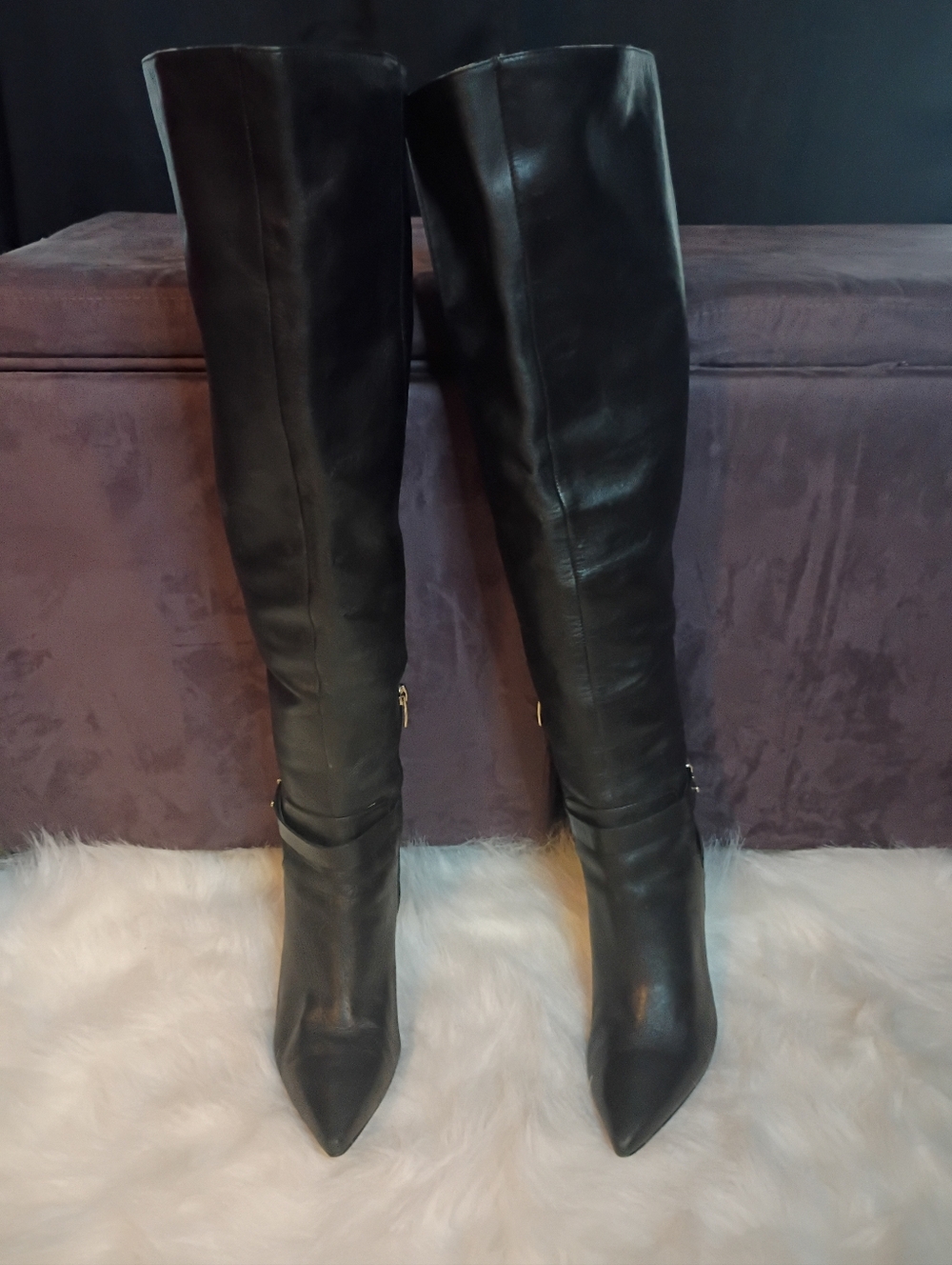 Elegant Genuine Black Leather Enzo Angiolini Knee-High Boots